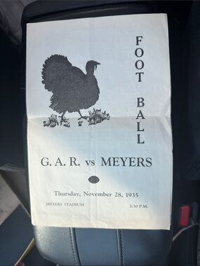 G.A.R. vs. Meyers high school football program held on November 28, 1935